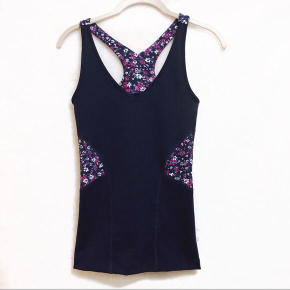 Gap Fit Flower Colorblock Print Racer Tank - Picture 1 of 8